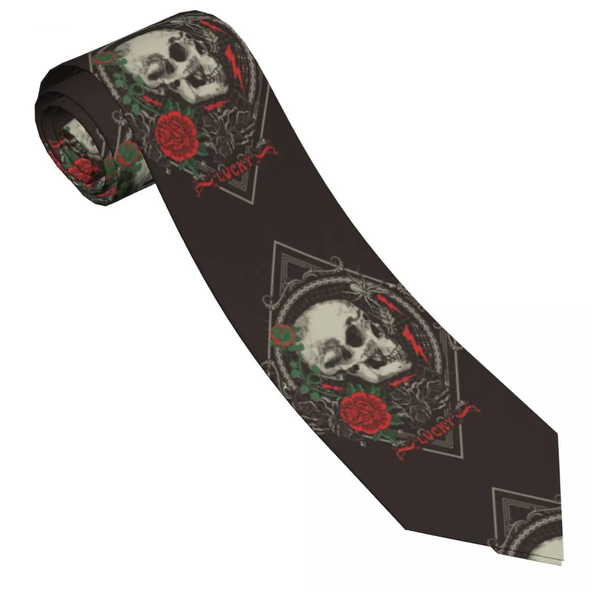 

Mens Tie Slim Skinny Gothic Skull And Roses Necktie Fashion Necktie Free Style Men Tie Party Wedding