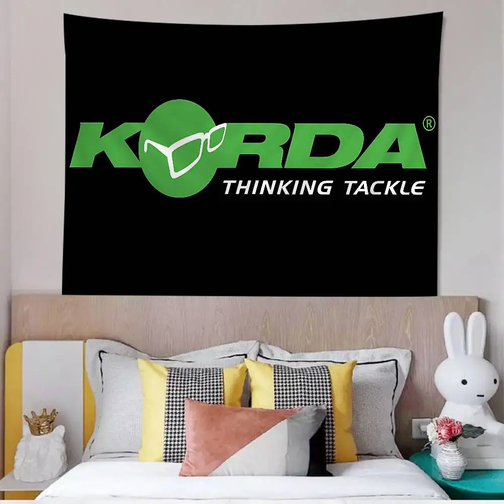 K-Korda Fishing Logo Anime Tapestry Hippie Flower Wall Carpets Dorm Decor Cheap Hippie Wall Hanging