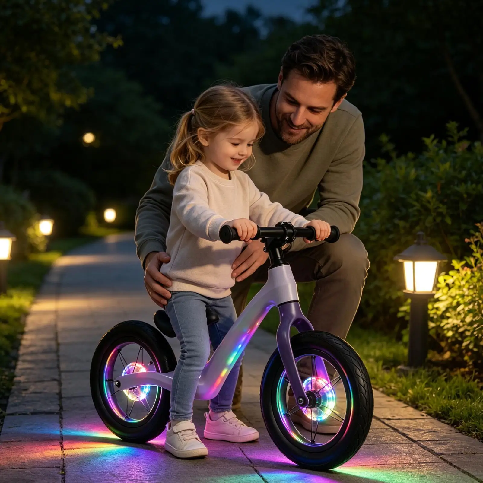 Bike Lights Kids RGB Rechargeable Motion Sensor Bright Cool Lamp Kids Night Riding Bike Safety Lights For Boys Girls Outdoor