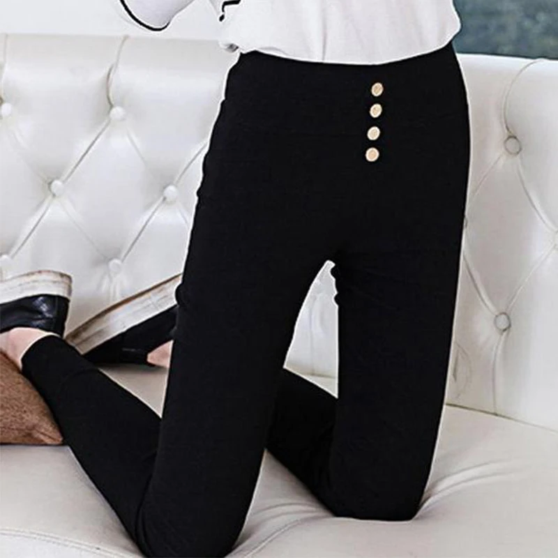 Korean Style Fashion High Waist Casual Stretch Slim Fit Skinny Pants Black