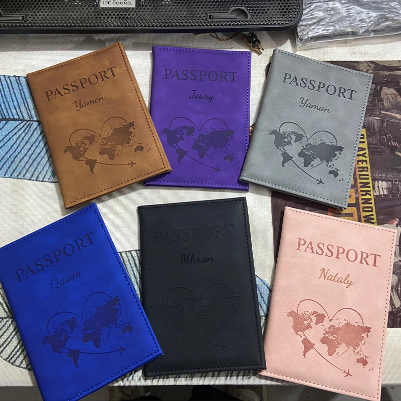 خريطة جميلة غطاء جواز السفر موضة محفظة السفر وثيقة Orginizer Passport Personalizé اسم على جواز السفر الواقي