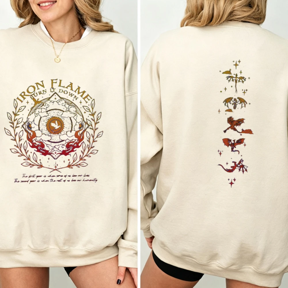 Iron Flame Burn It Down Hoodie Fourth Wing Dragon Rider Sweatshirt The Empyrean Series Pullover for Women Reader Gift Pullover
