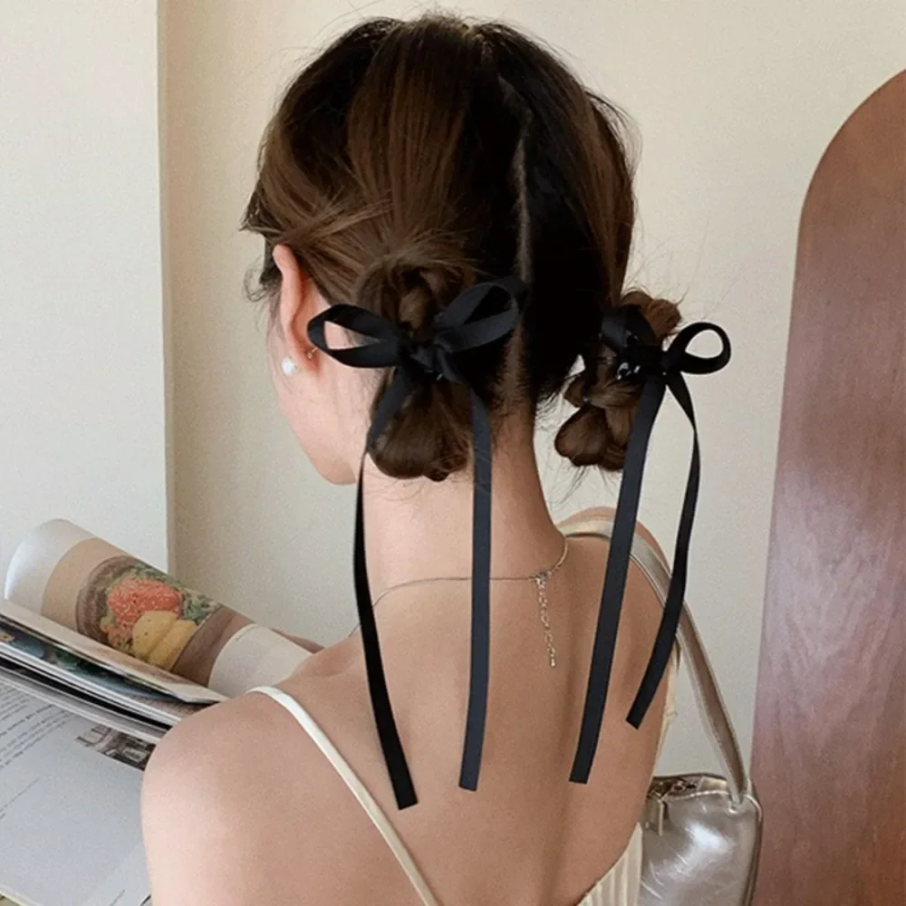 

2PCS Fashion Long Bow Ribbon Hair Clip Clamp Sweet Bow Hairpin Barrettes For Women Girls Hair Accessories Korean Headdress Gift