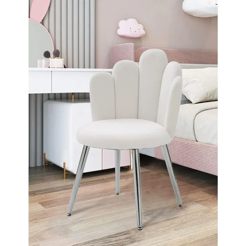 Silla de terciopelo con soporte trasero y patas de Metal para sala de maquillaje, sillón de tocador moderno para sala de estar y dormitorio