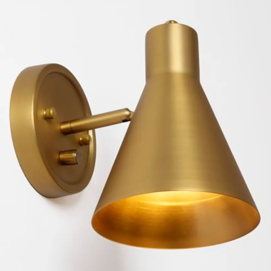 

Wall Sconces Gold Wall Sconce with Switch Dimmable Wall Lamps with Metal Shade Brass Sconces Wall Lighting for Bedroom Living R