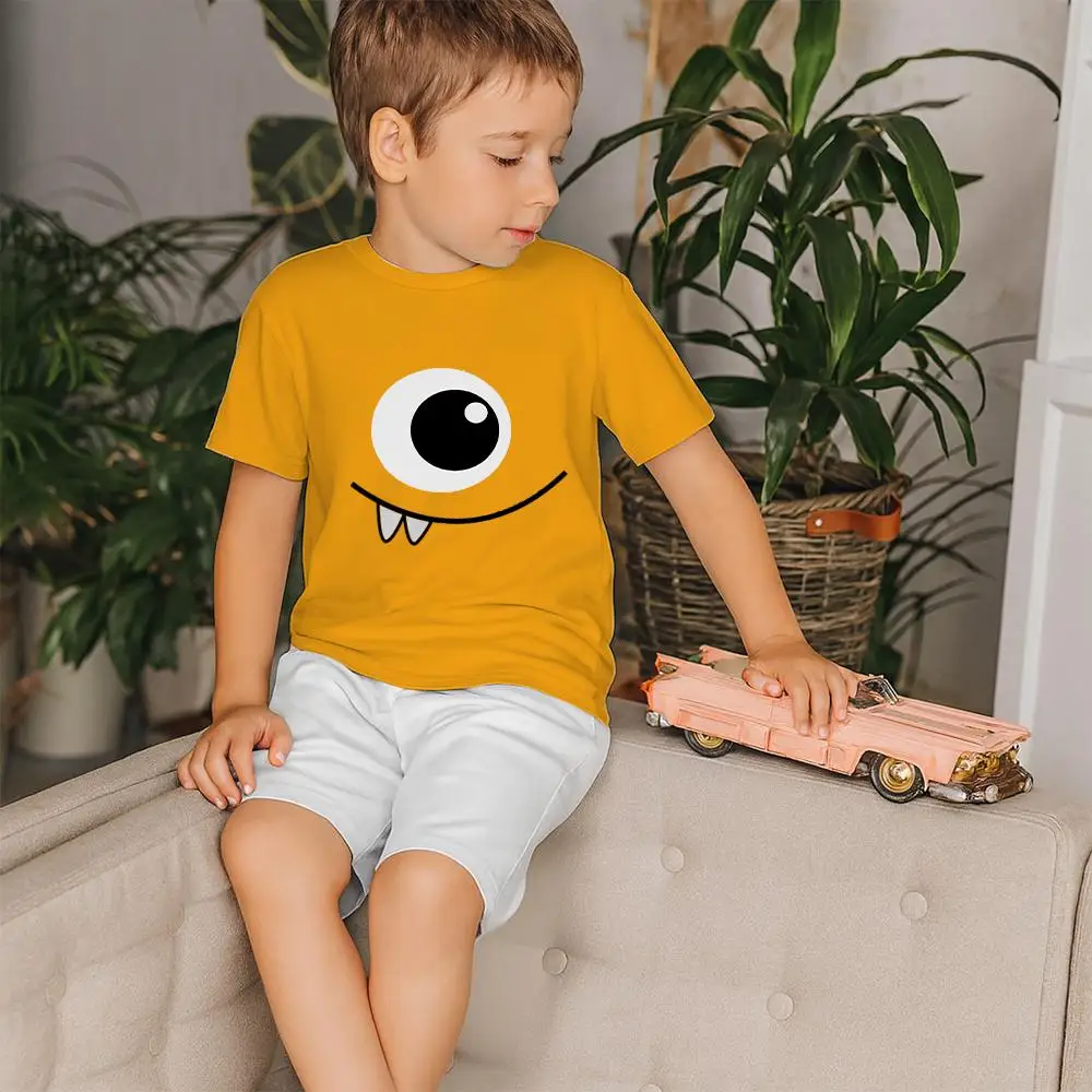 

Boys And Girls Fun Cotton Monster Smiley Face Print T-shirt Summer Fashion Casual Short-sleeved Loose Cute Kid's Round Neck Tops