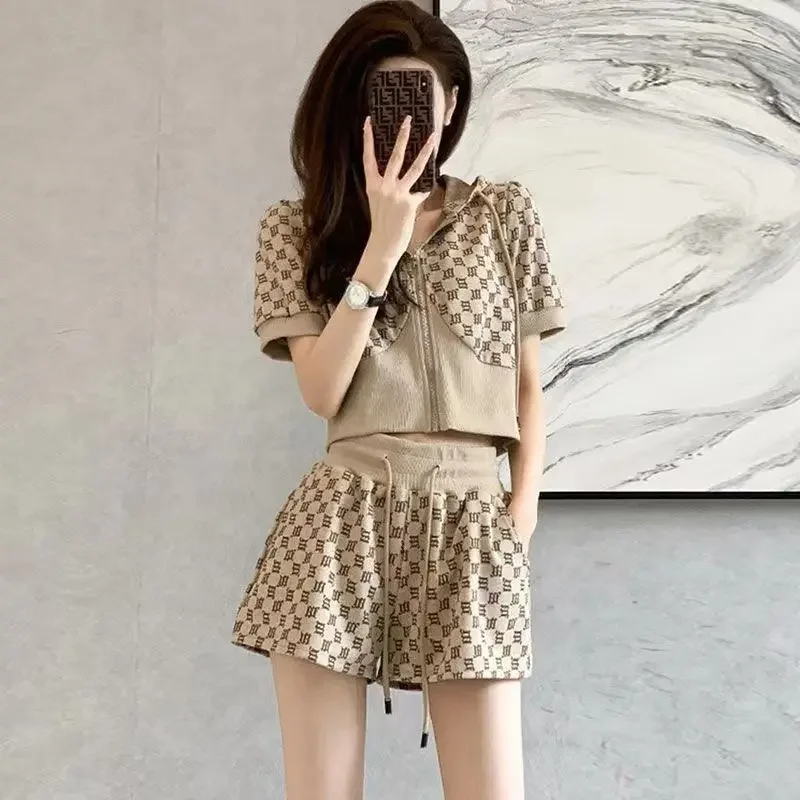 Short Sets For Women 2 Pieces Stylish Chic And Elegant Summer Fashion 2024 Woman Shorts Full Cheap Korean Style Offers Casual