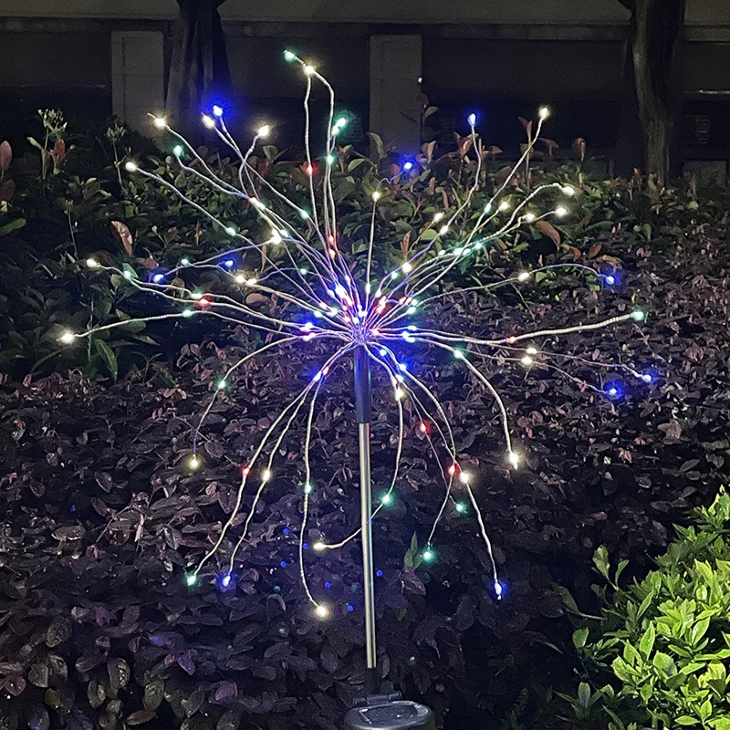 Solar Fireworks Lights para Jardim, Iluminação Exterior, Feriado, Pátio, Dia das Bruxas, Natal, Casamento, Wall Decor, IP65, Firework