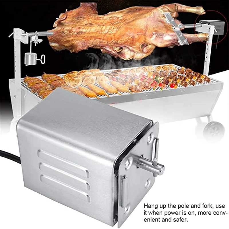 BBQ Roaster Automatic Rotating Electric Motor Grill Goat Pig Chicken Spit Rotisserie Barbecue Accessories Stainless Steel