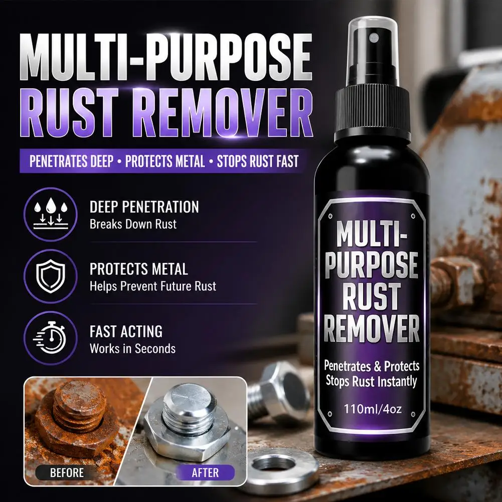 55ml Multi Purpose Metal Rust Remover Spray，High Penetration Rust Dissolver for Iron, Fast Acting Polishing Agent for Home Auto