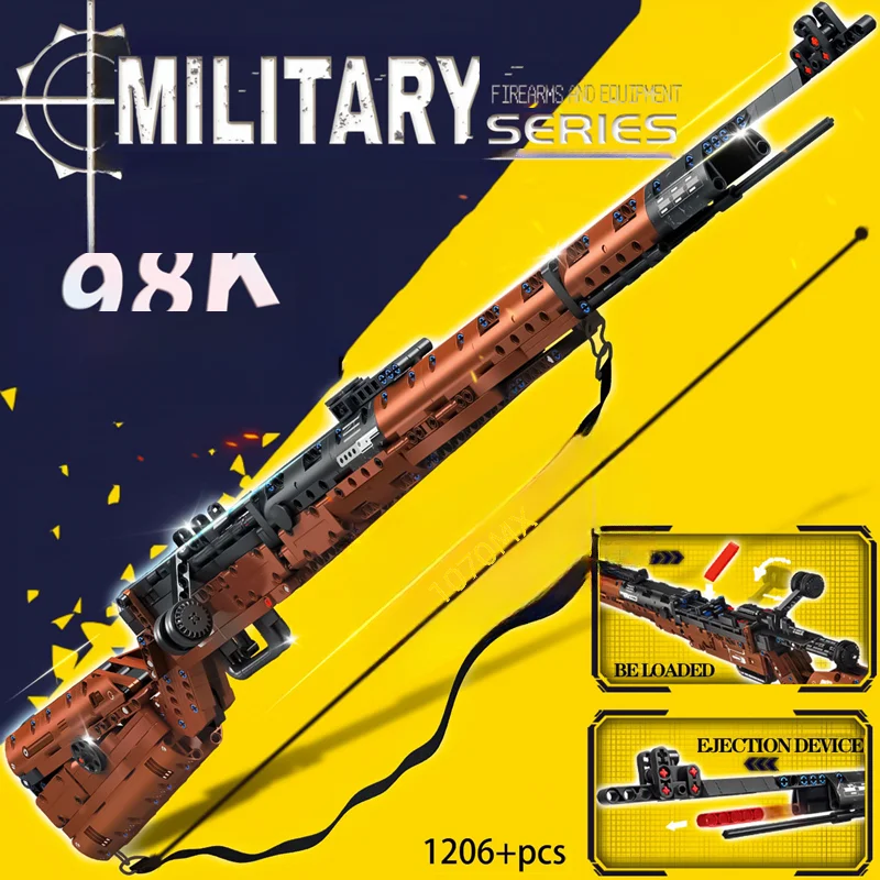 Building blocks toy gun can fire bullets 98k weapons AWM kids assembled pistol boys CS shooting game enthusiasts gift AK47 MP5