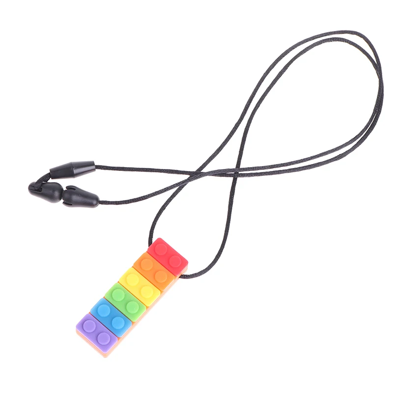 

Eco-Friendly Silicone Rainbow Baby Teether Necklace Sensory Chew Biting Toy