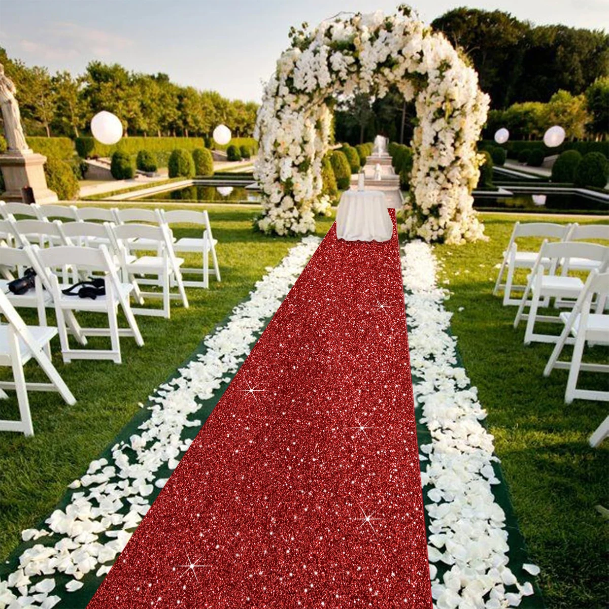 Red Non-Woven Glitter Carpet Runway Sparkling Wedding Birthday Cristmas Thanksgiving Outdoor Accessories Banquet Corridor Carpet