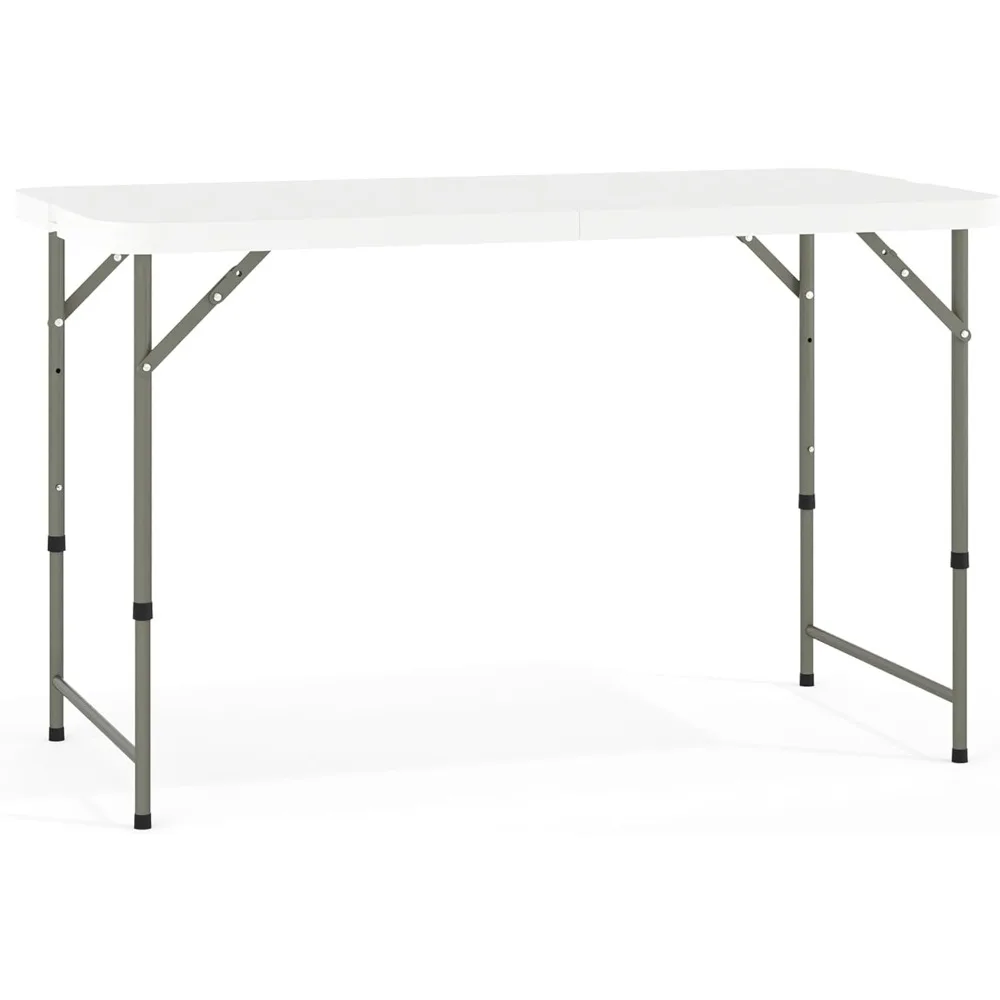 

4' Rectangular Plastic Folding Event Table with Adjustable Legs and Carrying Handle