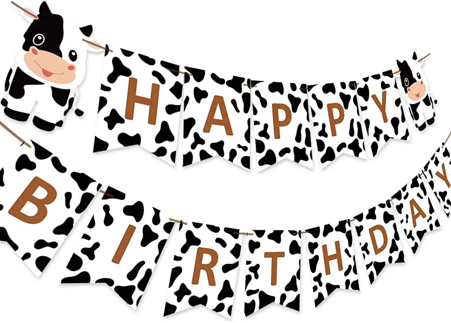 

Funmemoir Farm Themed Cow Happy Birthday Banner for Barnyard 1st 2nd 3rd Birthday Party Decorations and Supplies