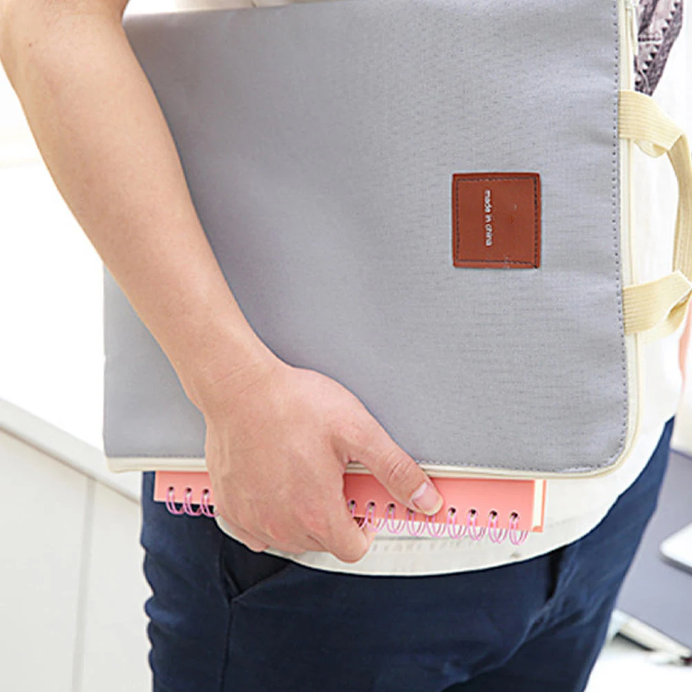 

2pcs Canvas File Bag Document Storage Pouch Laptop Holder Portable Business Case Anti-Fall Wear Resistant Zipper Design