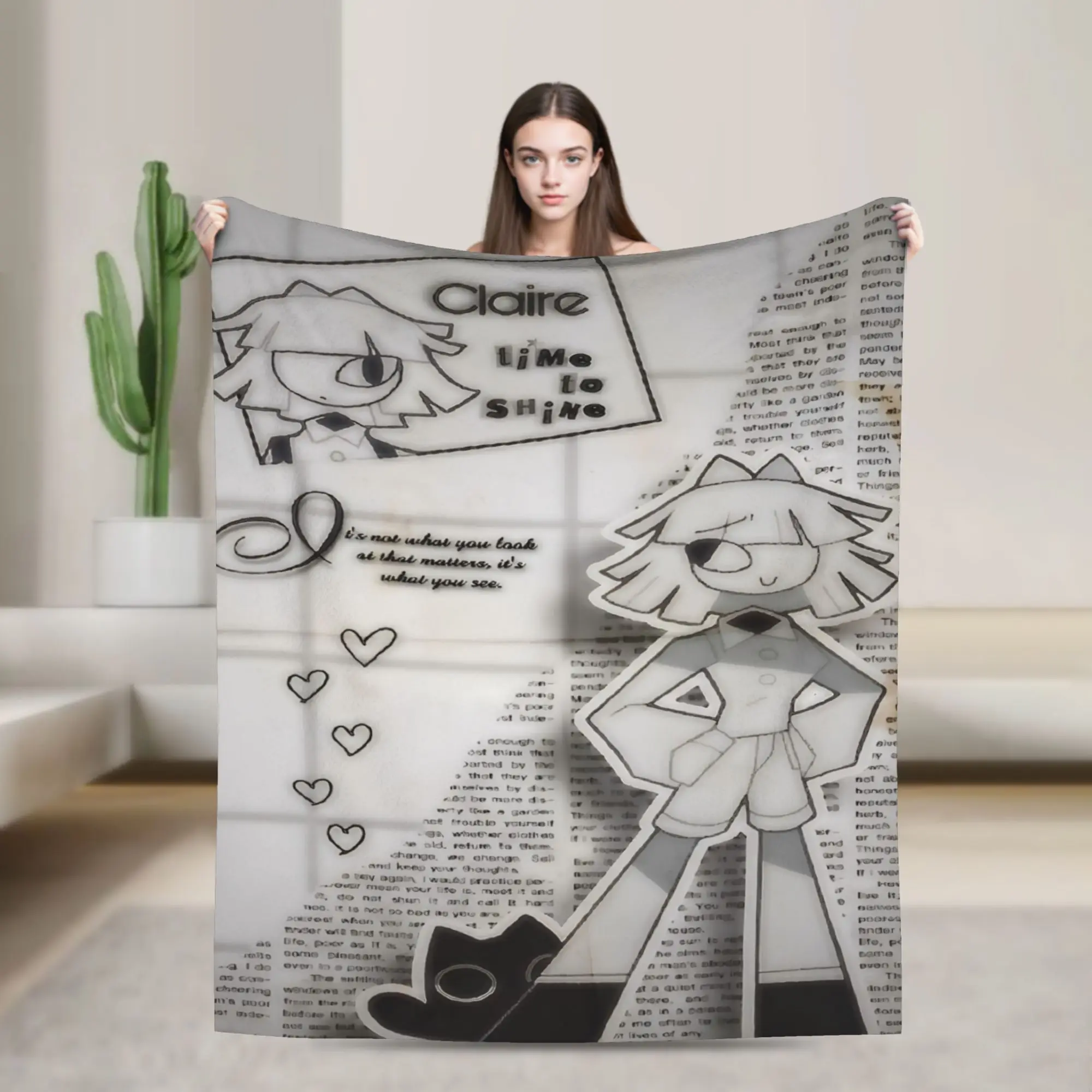 Comfortable Claire Fundamental Paper Education anime Blanket Merch Sofa Decorative  Throw Blanket Super Soft Coral Fleece Plush