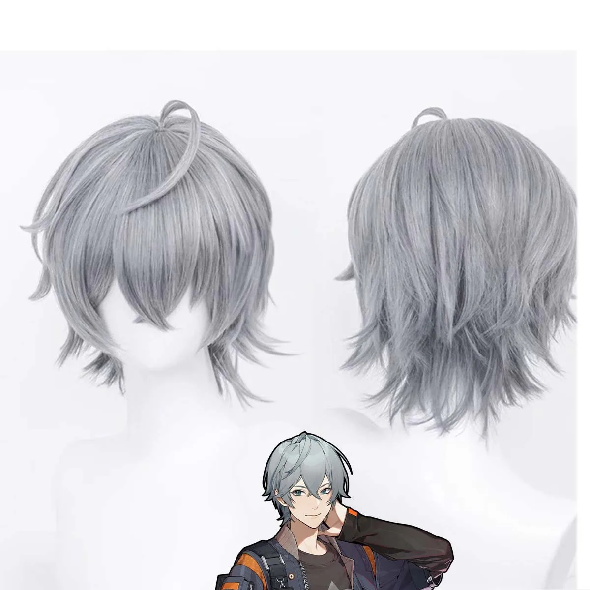 Halloween Props Men Zenless Zone Zero Wise Cosplay Heat Resistant Gray Wig