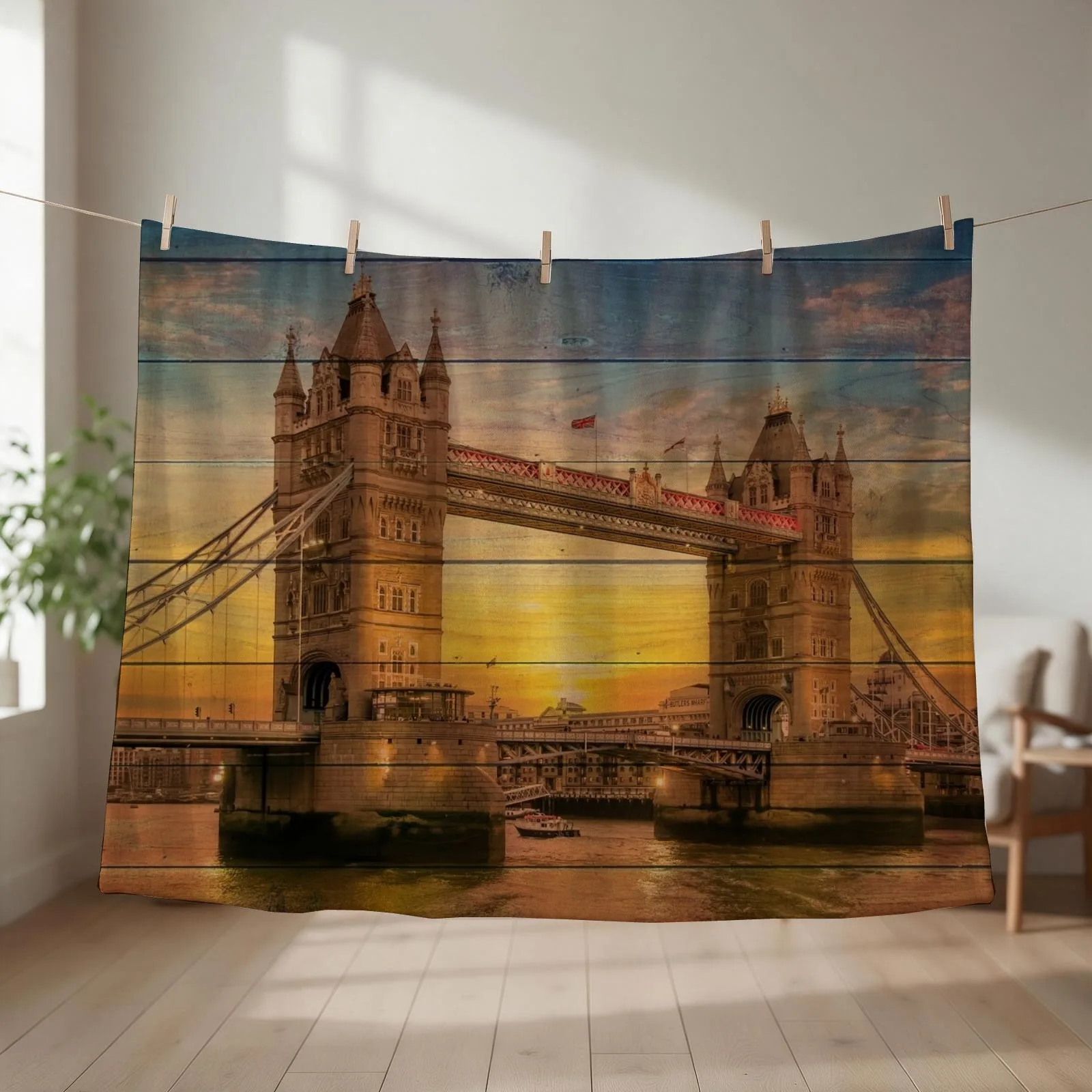 London Tower Bridge - Wood Design Throw Blanket blankets and throws decorative Summer Picnic Blankets