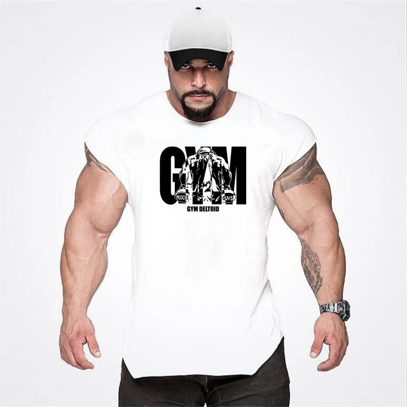 

Summer Gym Brand Men Bodybuilding and Fitness Stringer Tank Top Fashion Sports Vest Muscle Sleeveless Shirt Workout Singlets
