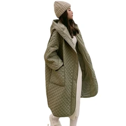 Autunno inverno coreano sciolto moda donna piumino di cotone con cappuccio cappotto di cotone di media lunghezza tasca grande cappotto antivento