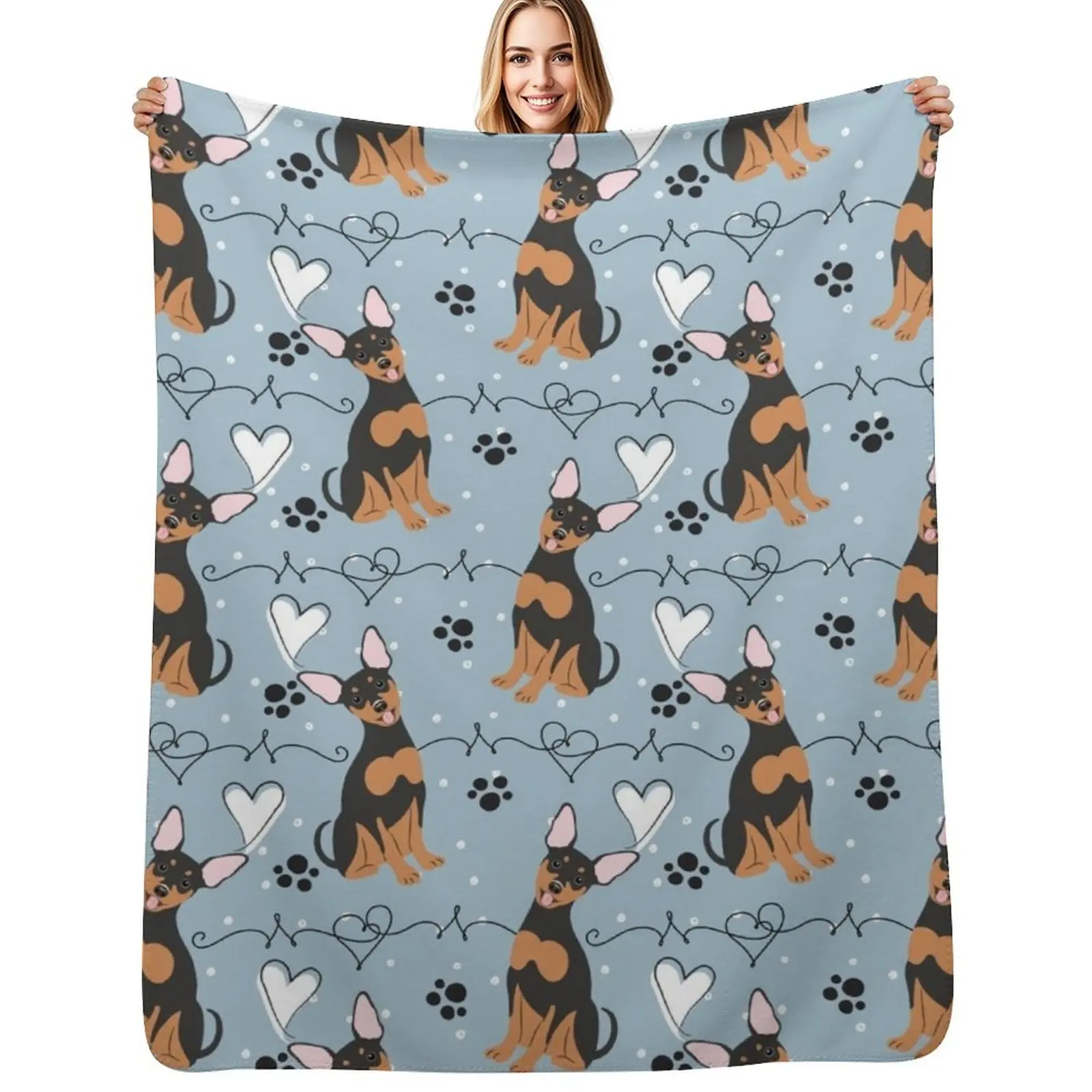 LOVE Black Tan Miniature Pinscher Dog Throw Blanket for winter Moving Thermals For Travel Camping Sofa Quilt Blankets
