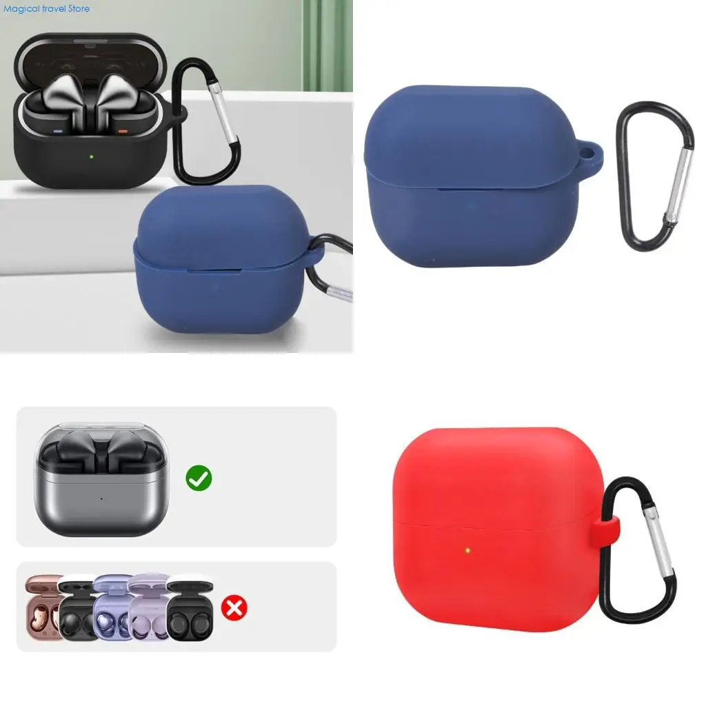 N2UB Snugly Fit Silicone Case Guard For Buds 3Pro Headphones Protective Case Total Defenses Cover with Carabiner