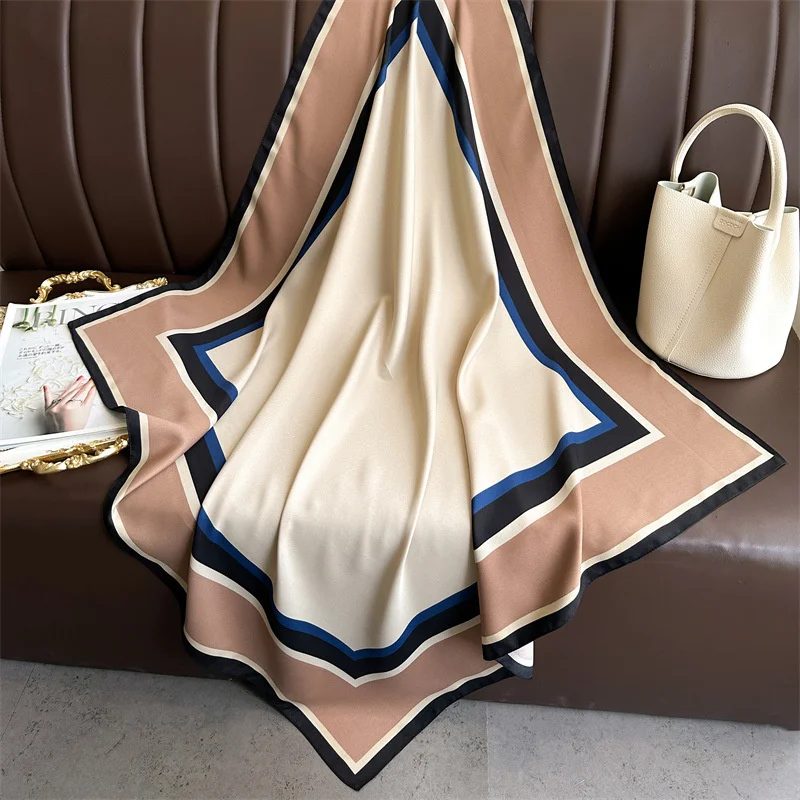 Luxury Brand Women Scarf Satin Silk Print Designer Hijabs Female Neckerchief Scarves Wrap Headband Bandana