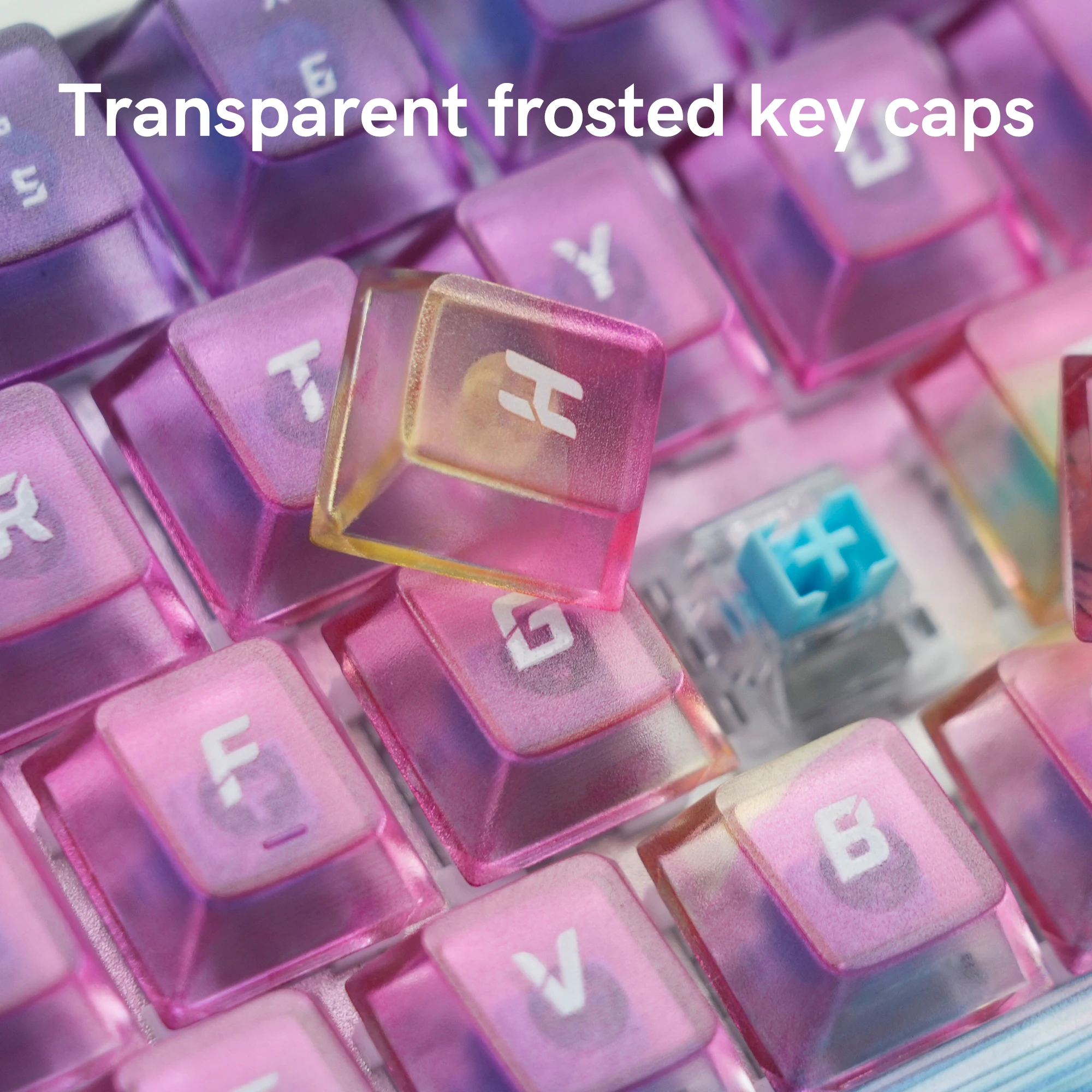 115 مفتاحًا ملونًا على شكل نجمة شفافة وواضحة Keycap كريستال PC Keycap RGB يلمع من خلال غطاء المفتاح ملف الكرز للوحة المفاتيح MX Switch