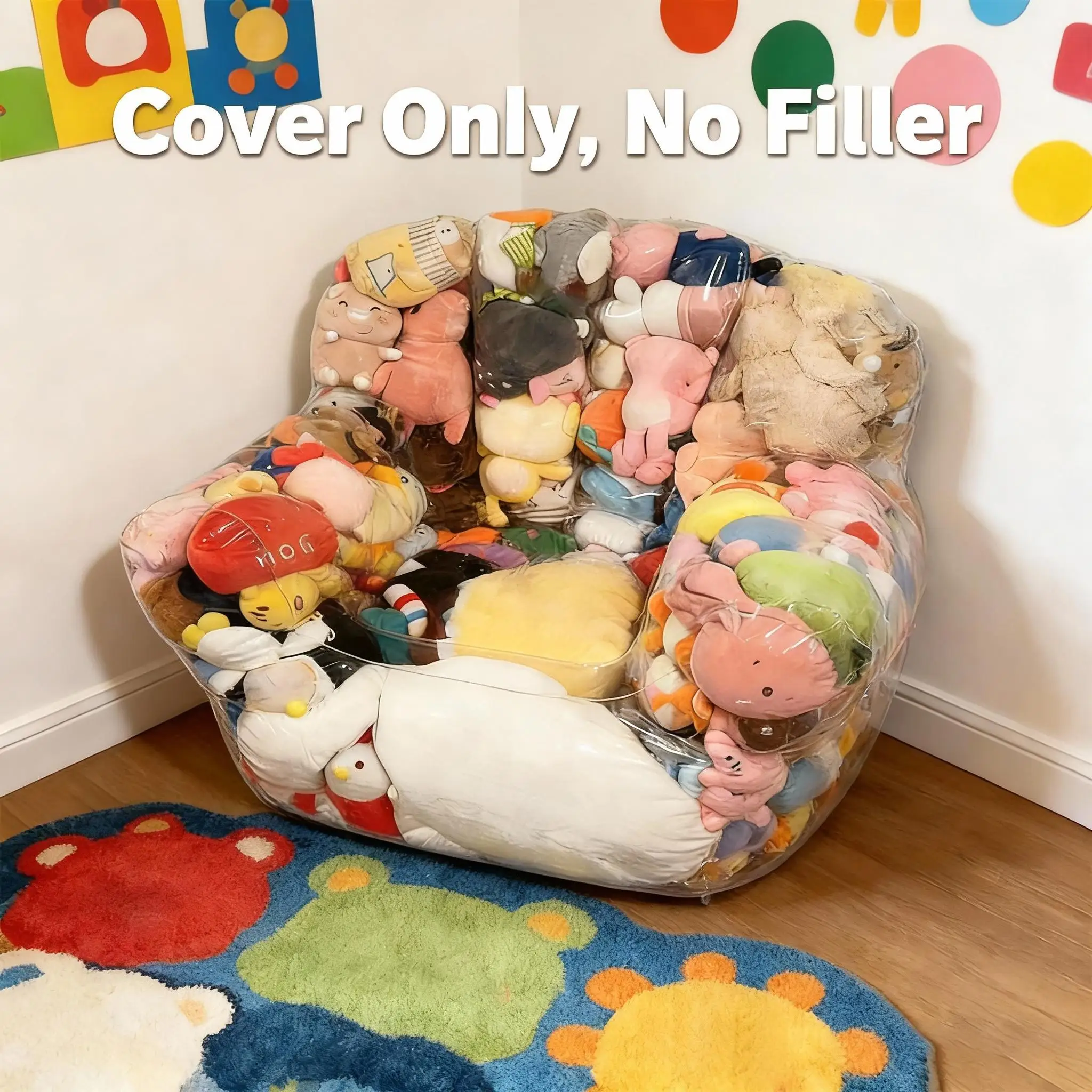

Waterproof Stuffed Animal Storage Chair Cover Easy-Clean Toy Organizer ForNursery, Bedroom, Playroom (Cover Only, No Filler)