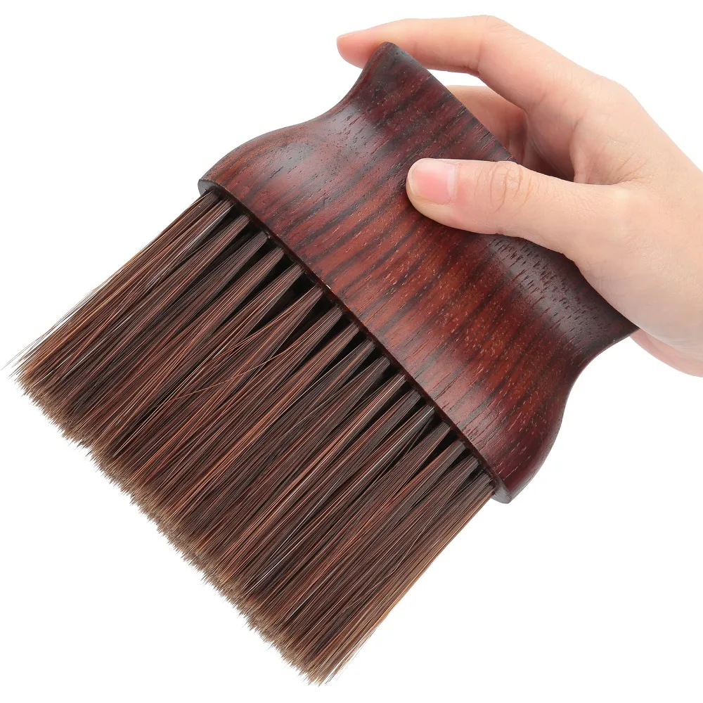 

Rubberwood + Nylon Barber Neck Duster Brush Soft Hair Red Brown Neck Brush Portable Durable Hair Duster Brush Barber Shop