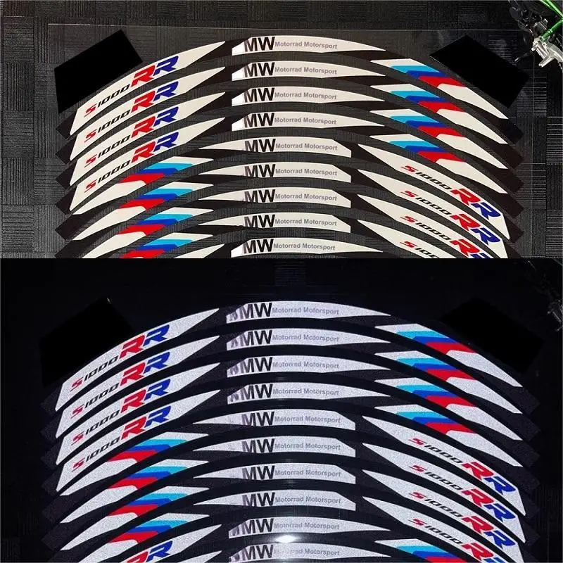 Roda reflexiva Modificação do pneu Adesivo, Hub decalques impermeáveis, Rim Stripe Tape, Acessórios da motocicleta, BMW S1000RR G310R