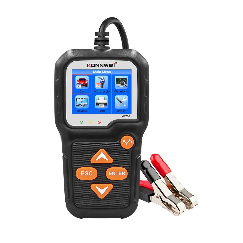 KONNWEI KW650 Support 6V-12V Battery Tester Works On Universal Cars Auto Battery Analyzer