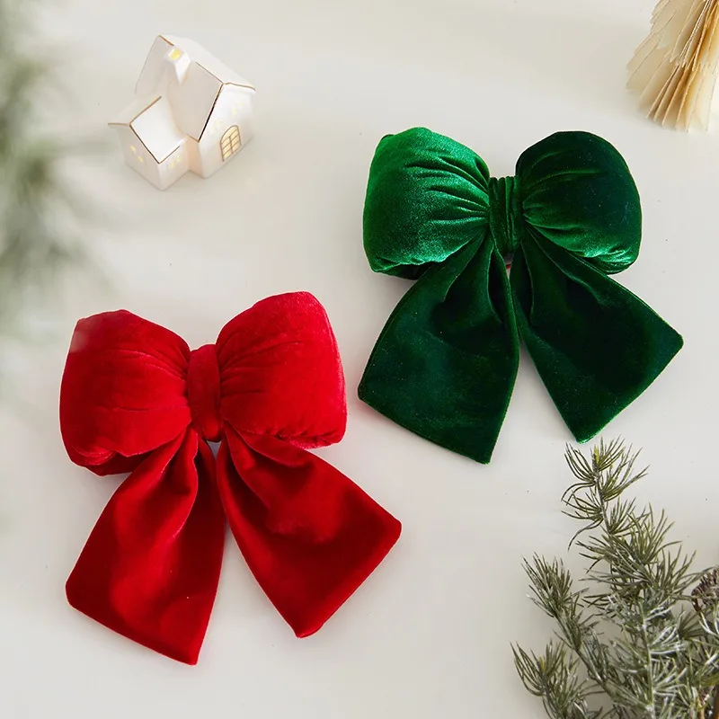 Grüne Samt Weihnachten Bögen Bogen Knoten Baubles Weihnachten Baum Anhänger Hängende Ornamente Für Kranz Festival Neue Jahr Party Wohnkultur