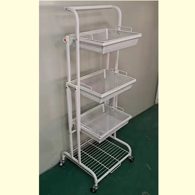 

Multi-layer flat shelf trolley kitchen snack rack bathroom bedroom bedside multi-functional storage rack