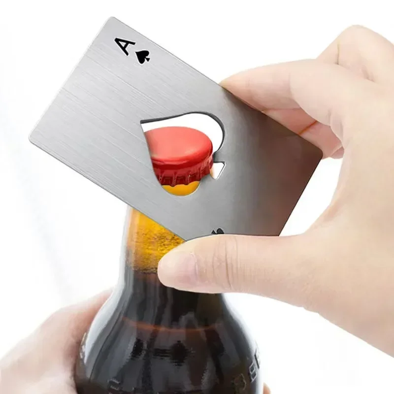 Credit Card Bottle Opener Creative Pocket Stainless Steel Can Opener Bottle Picker Beer Wine Beer Opener Poker Back Peach A 3