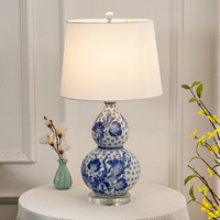High-End Crystal Gourd Ceramic Table Lamp Embossed Ceramic High Grade Luxury Ceramic Table Lamp Bedroom Bedside Lamp