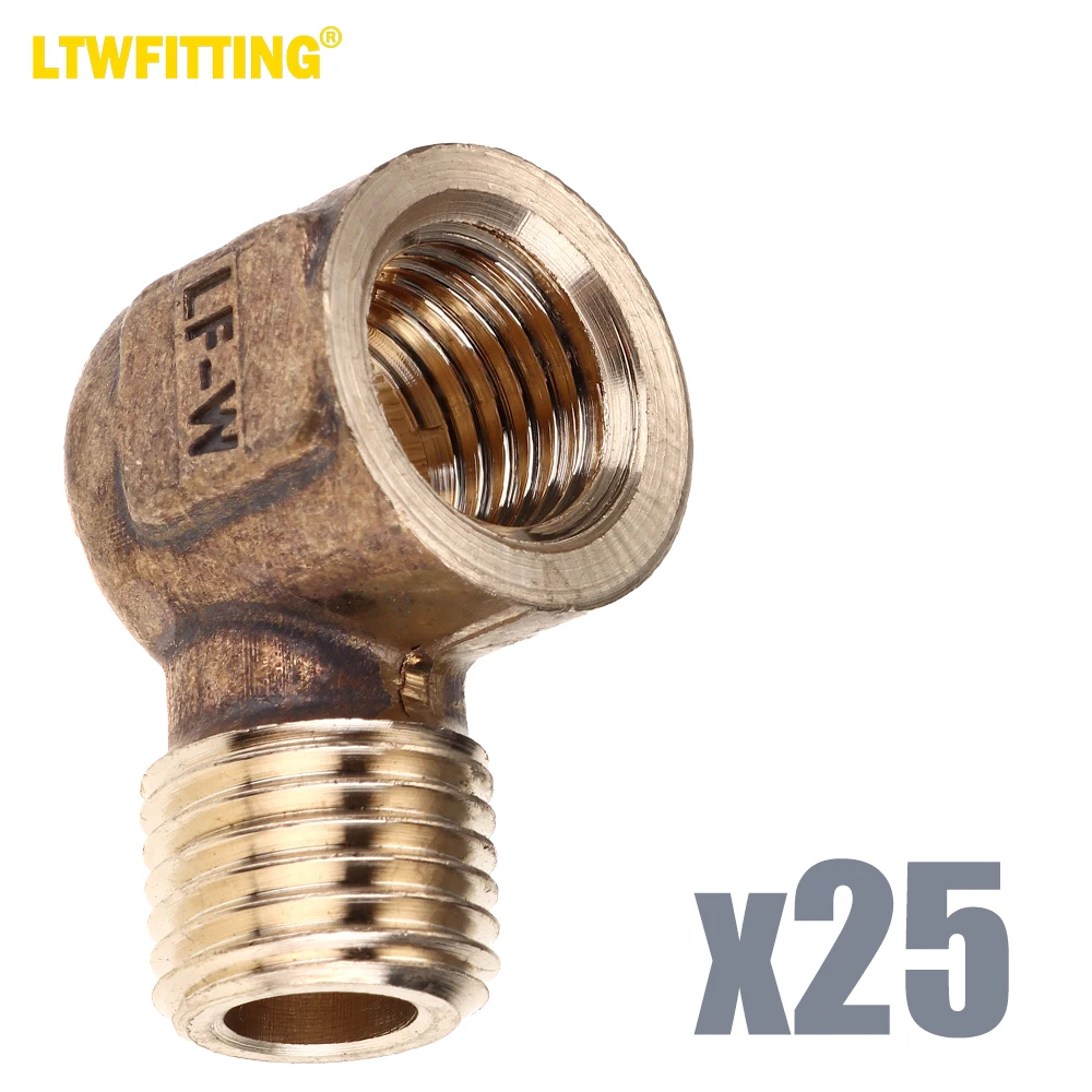 

LTWFITTING LF Brass Pipe 90 Deg 1/4" NPT Street Elbow Forged Fitting (Pack of 25)