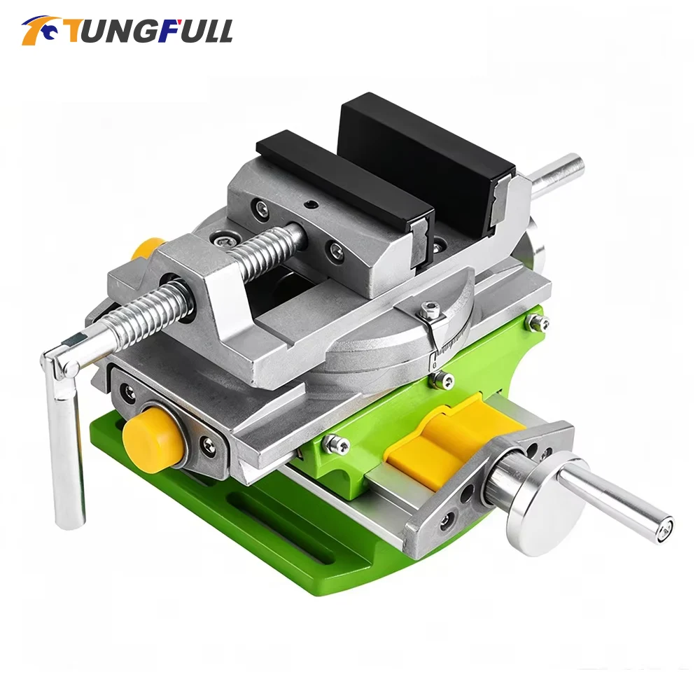 TUNGFULL 2 in 1 Milling Drilling Precision Vise Swivel Base Table Aluminum Alloy Compound Worktable