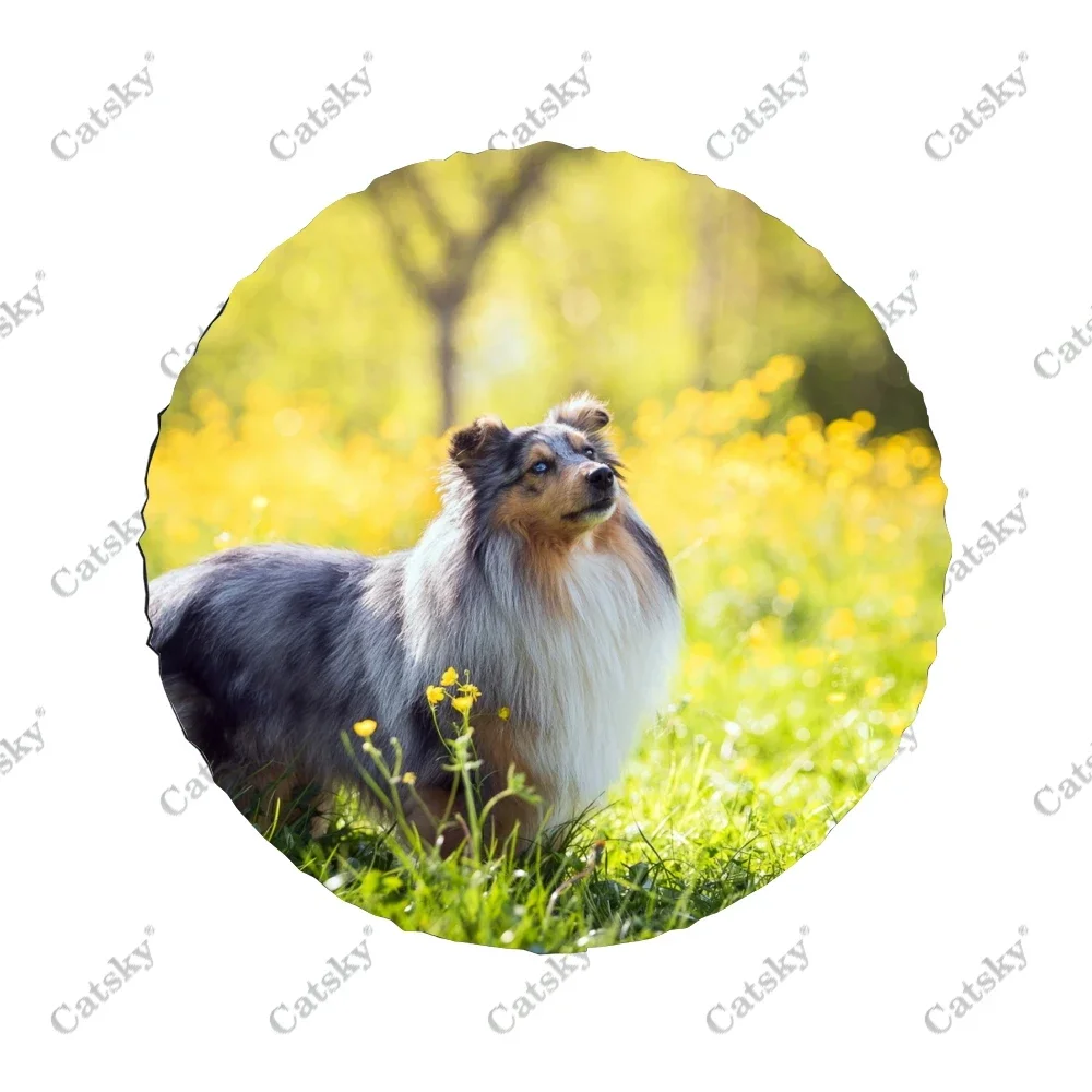 Animal Rough Collie Print Spare Tire Cover Waterproof Tire Wheel Protector for Car Truck SUV Camper Trailer Rv