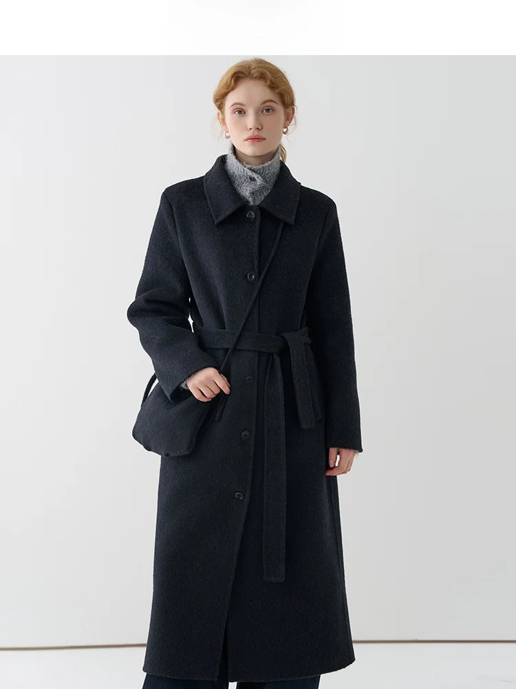 

ay Woolen Coat Women's Mid-Length Double-Faced Woolen Outerwear Winter New Sle JIUJIU Premium Feel Straight-Size Faion