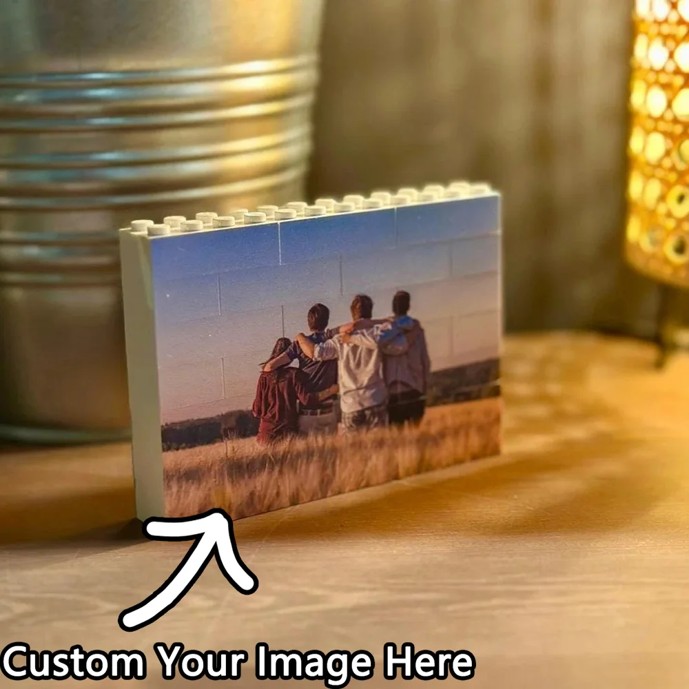 Petit bloc photo de paysage fabriqué à partir de, briques, personnalisé, blanc, bloc de construction, puzzle, cadeau, lui, anniversaire, anniversaire