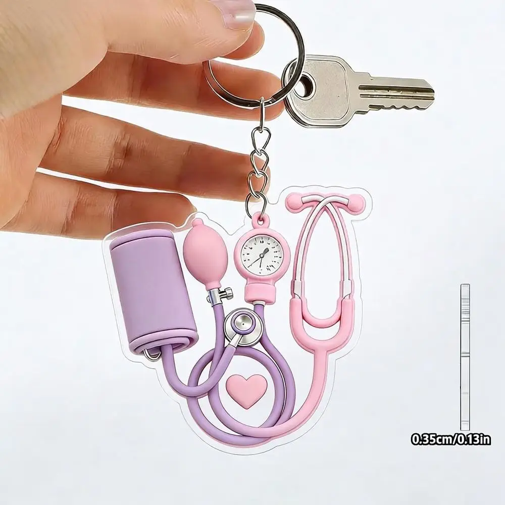 2D Flat Nurse Stethoscope Keychain Acrylic Stethoscope Motif Backpack Charm Creative Decoration Nurse Theme