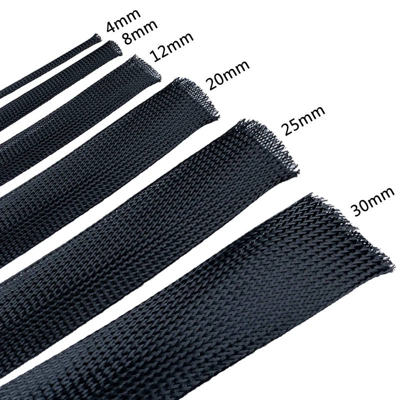 1/3M Black Insulated Braid Sleeving Cord Protector Wire Loom Tubing Cable Sleeve Split Sleeving 12/20/30mm Width Expandable Wire