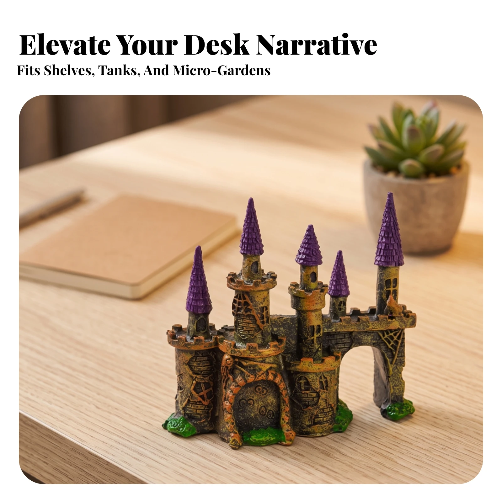Aquarium Castle Fairy-Tale Aquatic Tank Castle Non Fade-Resistant for Hobbyists, Terrarium, Tabletop