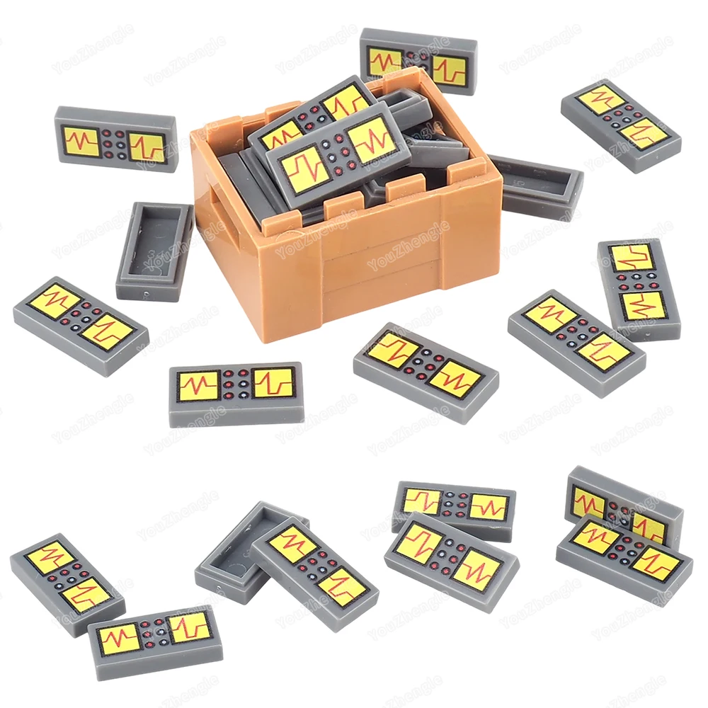 Frequency Display Black/Red Button Printed Pattern Building Block Tiles 1x2 Parts 3069 MOC Figures Mechanical Model Gift Boy Toy