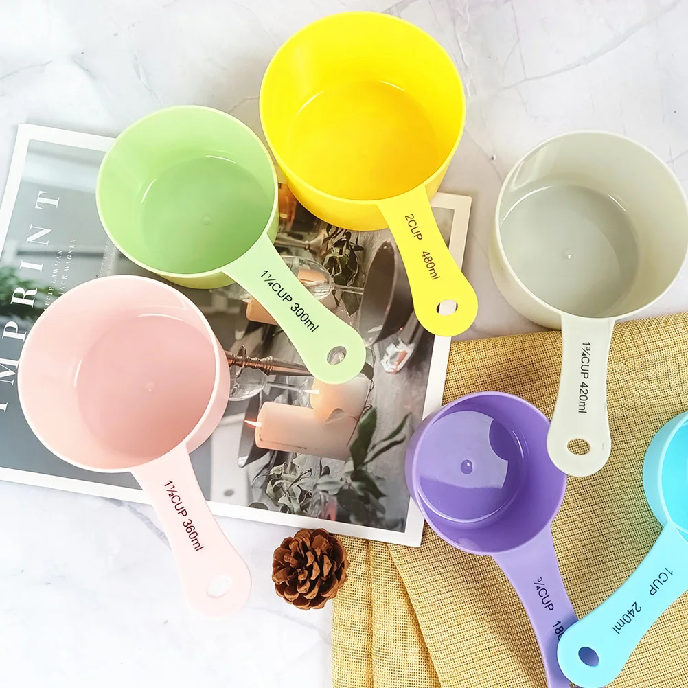 

6pcs Plastic Measuring Set Colored Scale Scoops Graduated Baking Spoon With Scale Supply Food Grade Smooth Easy Clean Handle