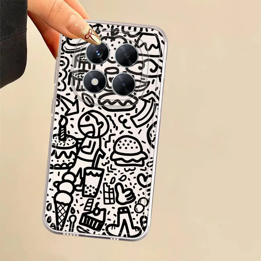 حافظة لهاتف Xiaomi Poco X3 NFC X4 GT X4 M3 X3 Pro X5 جرافيتي سوداء ناعمة شفافة #4