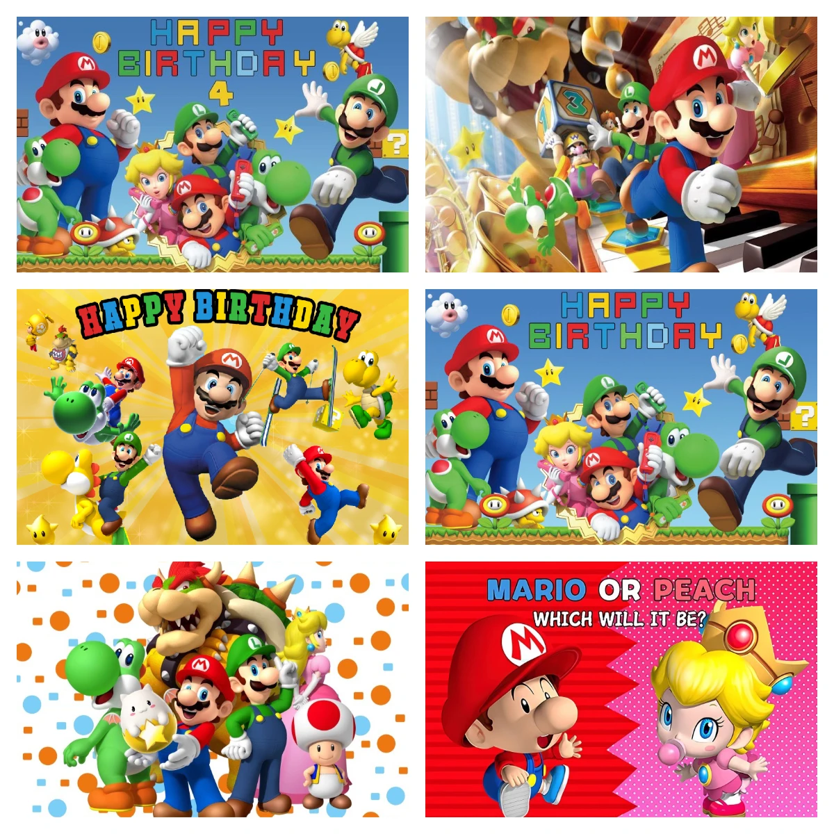 

Super Mario Bros Birthday Party Props Backdrop Photography For Background Kids Party Props Photo Studio Banner Baby Shower