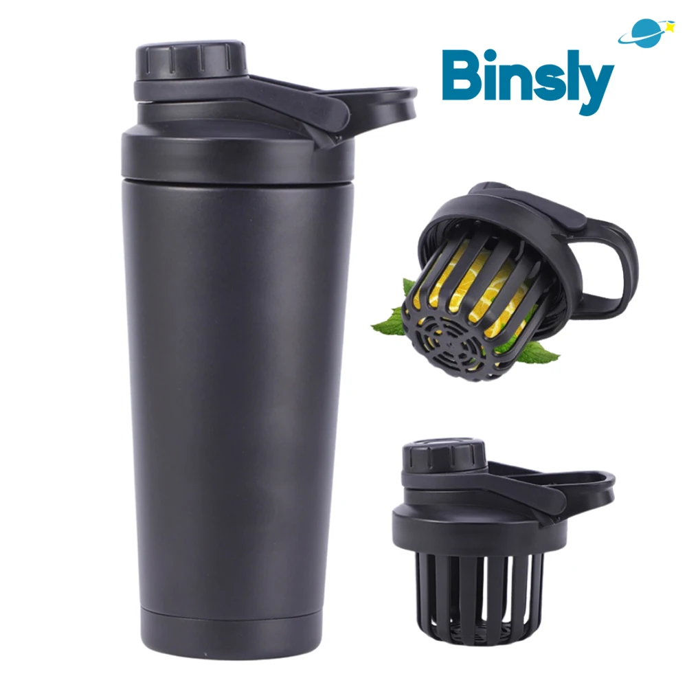 携帯用25オンスステンレス鋼シェーカーボトル、ジムフィットネスプロテイン二重壁真空断熱シェーカーボトル（スポーツ用）